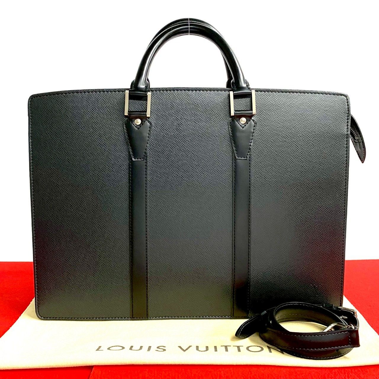 袋付 LOUIS VUITTON ルイヴィトン ポルト ドキュマンロザン タイガ レザー 2way ビジネスバッグ ショルダーバッグ 黒 11692