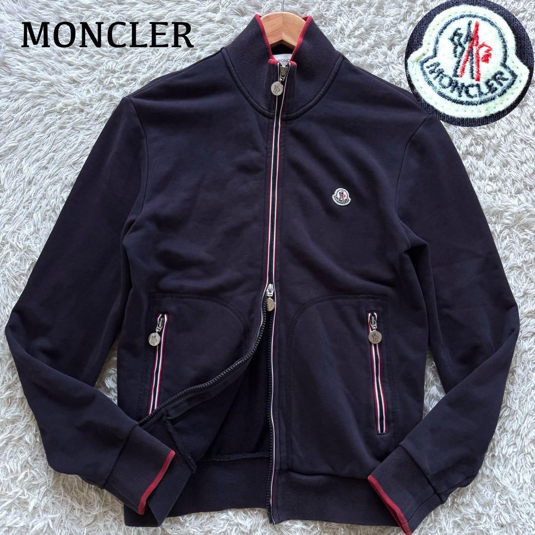 MONCLER トラックジャケット ジップアップ トリコロール ロゴワッペン Ｌ モンクレール トラックジャケット 刺繍ロゴ ワッペン ジップ