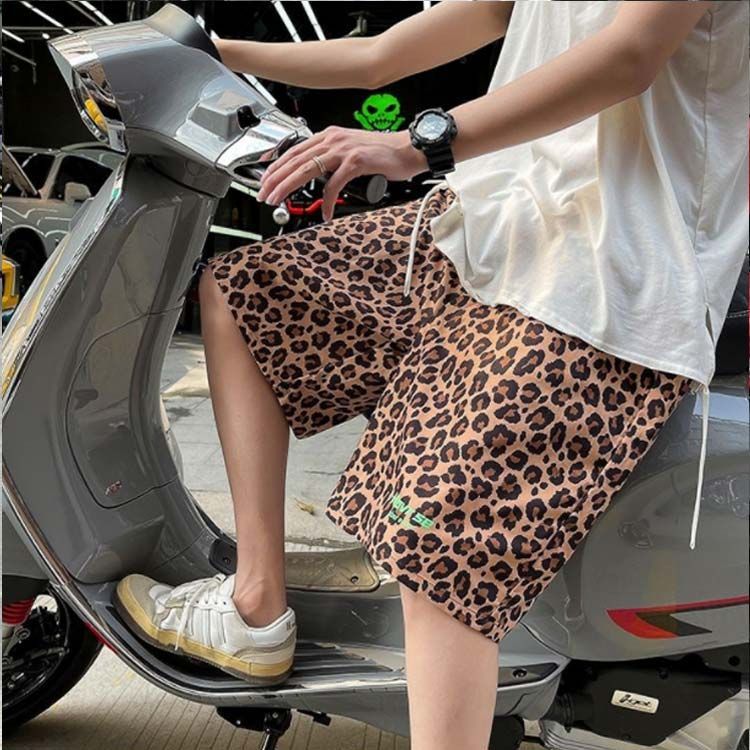 ハーフパンツ メンズ ヒョウ柄 ゆったりショートパンツ ショーツ