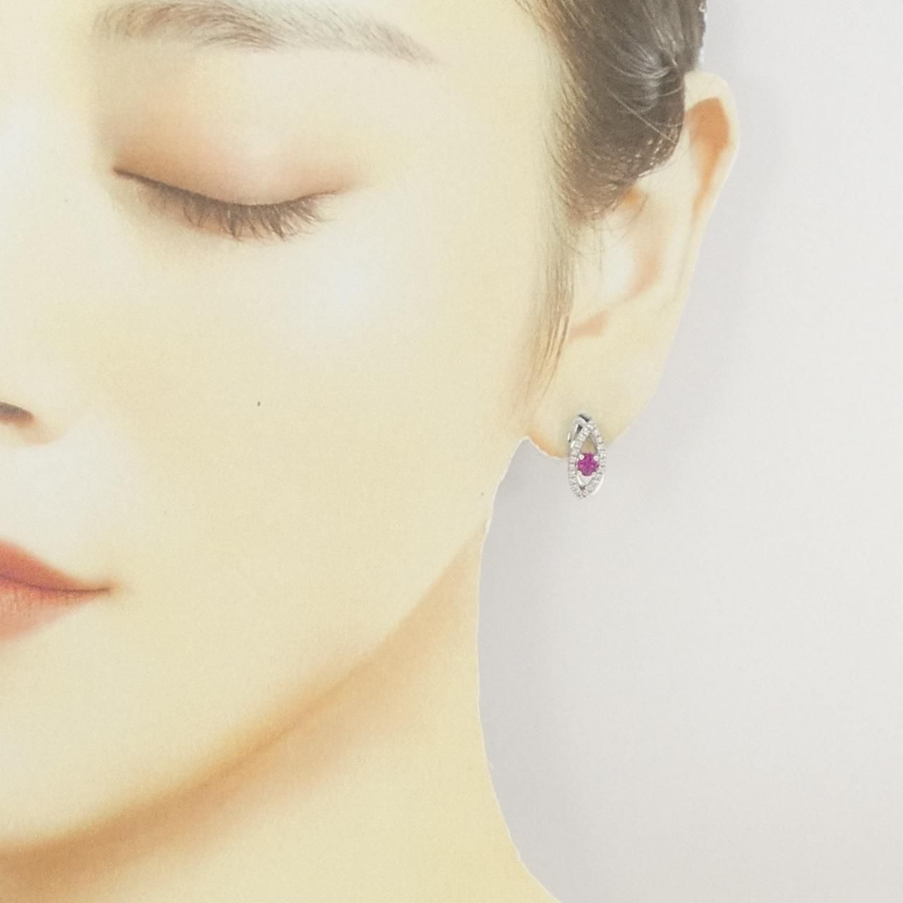 K18WG ルビー ピアス 0.40CT - メルカリ