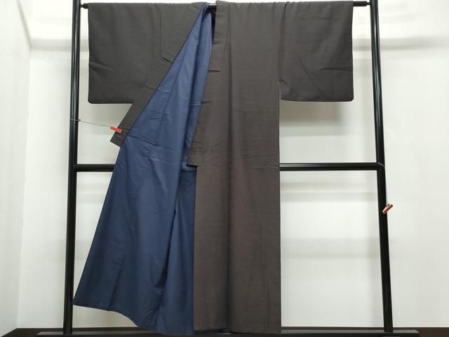 平和屋着物○男性 紬 アンサンブル 空五倍子色 正絹 逸品 CAAZ8283vf