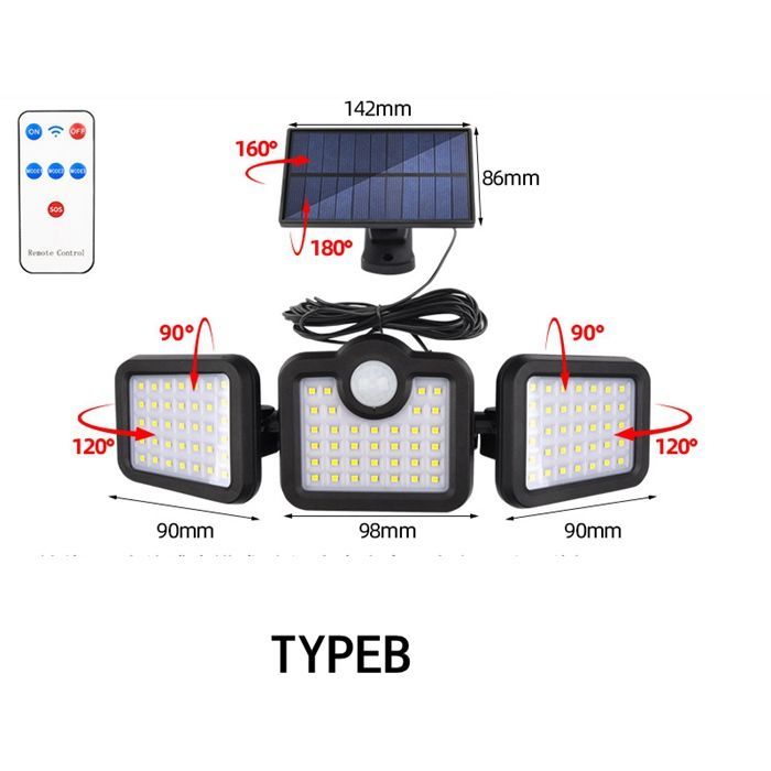 ソーラーライ 即 OK ト 屋外 防水 センサーライト ソーラーセンサーライト 分離型 人感センサーライト 3面発光 リモコン付 2FeK481 MARWIL-DEMENAGEMENTS_CH