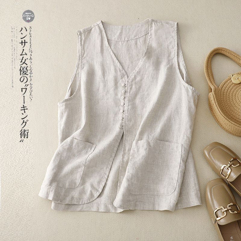 ベスト レディース 綿麻 サマーベスト 通気 夏 ノースリーブ 薄手 Ｖネク 41Y47oNQCWL._SR240,220_.jpg