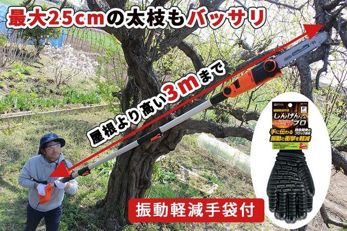 高枝切り電動チェーンソー Ｖｍａｘ YARD FORCE ヤードフォース 正規品 高枝 電動 軽量 のこぎり チェーンソー 高枝チェーンソー 家庭用 剪定 OREGON オレゴン製