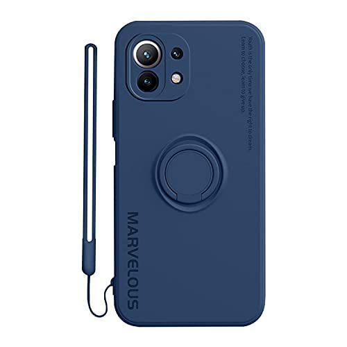 【特価セール】スマホケースカバー・Xiaomi Mi 11 Lite 5G用 ケース/カバー シリコン製 シンプル スリム スタンド付き 片手持ち リング付き シャオミ 小米 11 ライト 5G 衝撃吸収 ストラップ付き 一体型スマホリング付き スリムケース