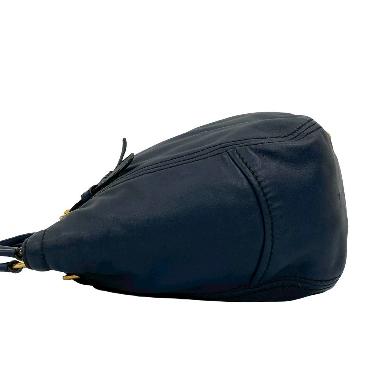 極 美品 希少品 PRADA プラダ ゴールド ロゴ 金具 レザー 本革
