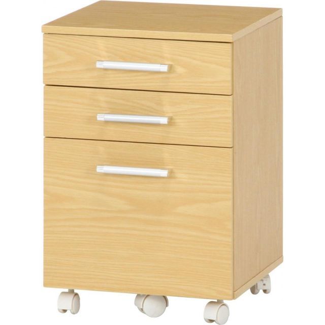 不二貿易 サイドチェスト プレーン メープル SC4060 NP キャスター付 ワゴン オフィス収納