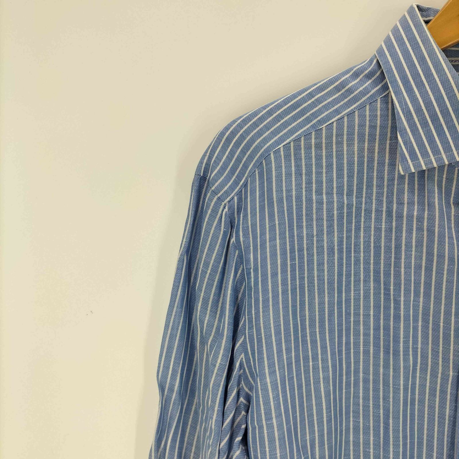 【LUIGI BORRELLI ルイジボレッリ】メンズ　シャツ　ストライプ　綿 ルイジボレッリ LUIGI BORRELLI イタリア製 コットンリネン L/S