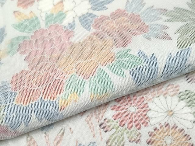 平和屋着物□極上 訪問着 紗袷 枝花文 千草鼠色地 逸品 未使用