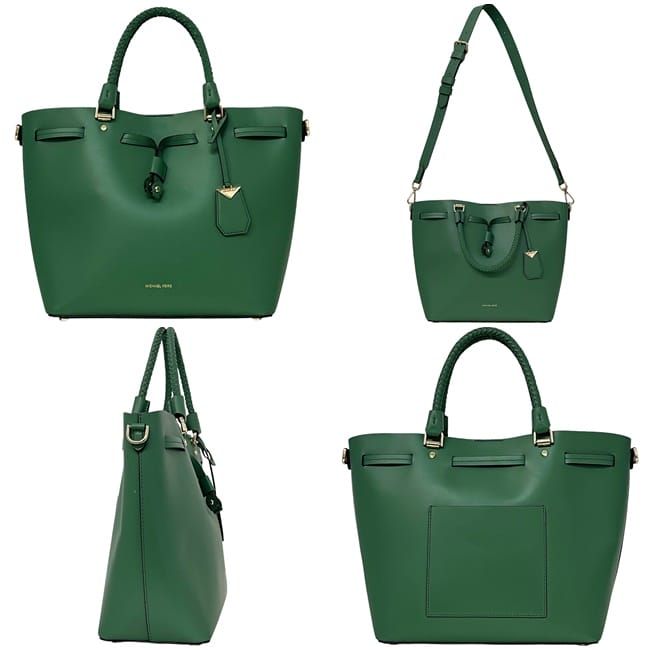 Michael Kors Blakely Green Leather 2-Way Tote Crossbody Bag 