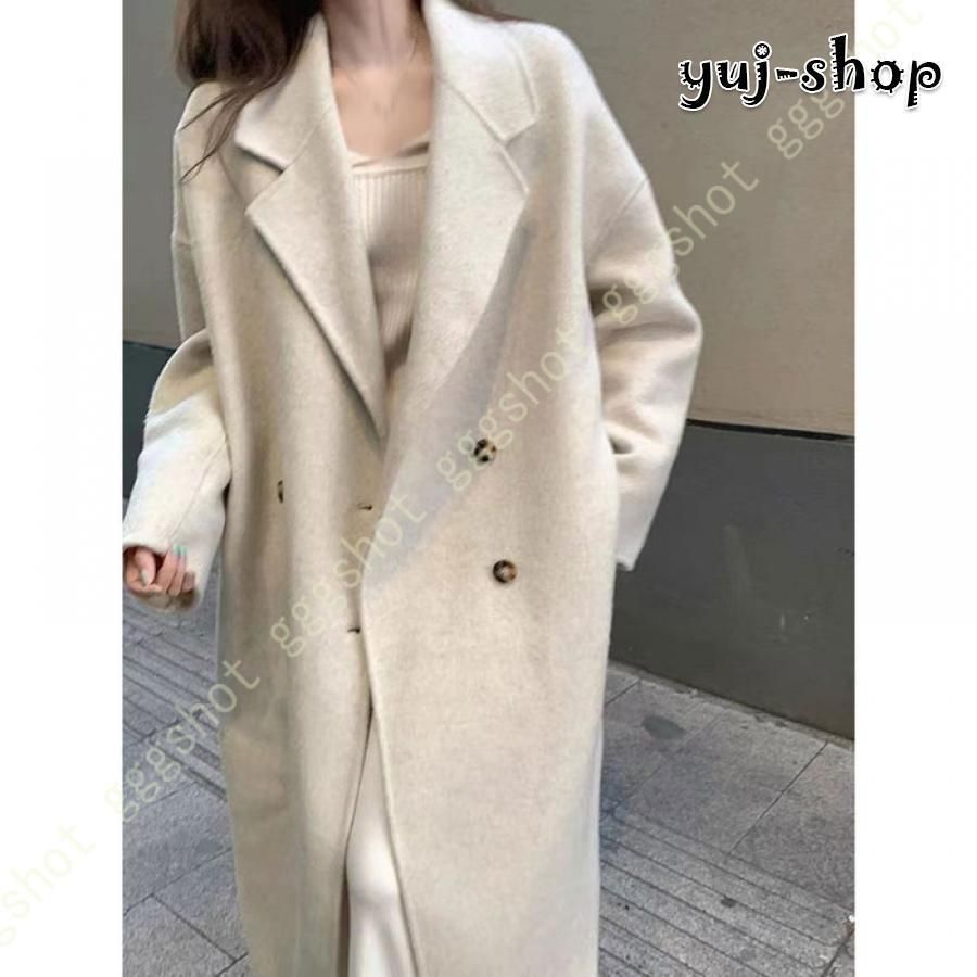 チェスターコート レディース ロング丈 レディース チェスター 黒 ウール風ロングコート アウター きれいめ 40代 30代 20代 ダブル コート 冬 サイド