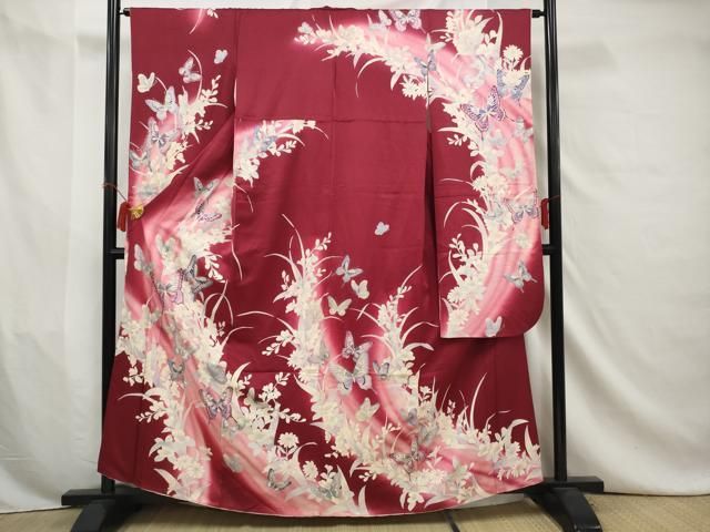 平和屋着物○豪華振袖 友禅 作家物 草花文 暈し染め 正絹 逸品