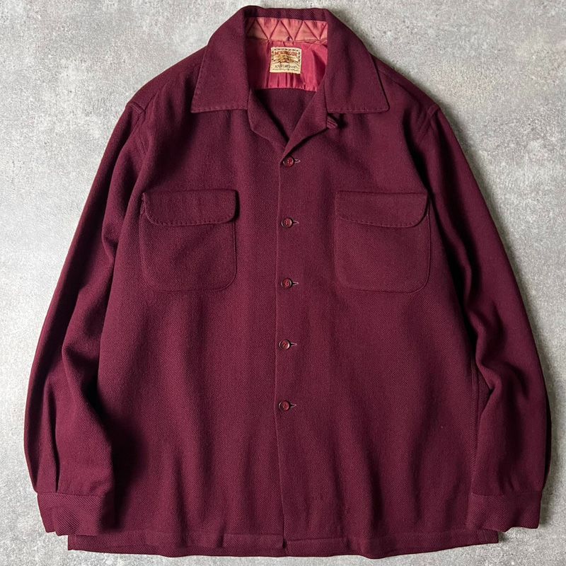 60s Mcgregor オープンカラーシャツ開襟ウールレーヨンM