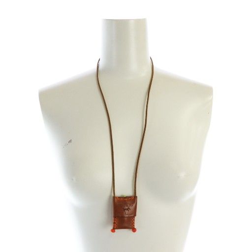 アンリークィール　ネクレス 美品 HENRY CUIR アンリークイール ビーズ装飾 レザー