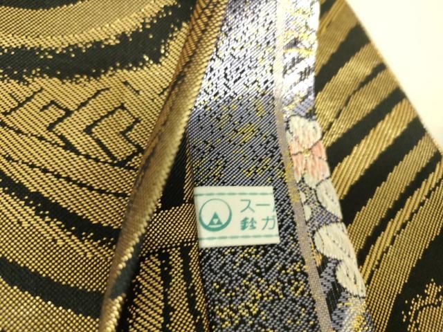 平和屋着物▽両面 六通柄袋帯 舞桜 金糸 鈴乃屋扱い 正絹 逸品
