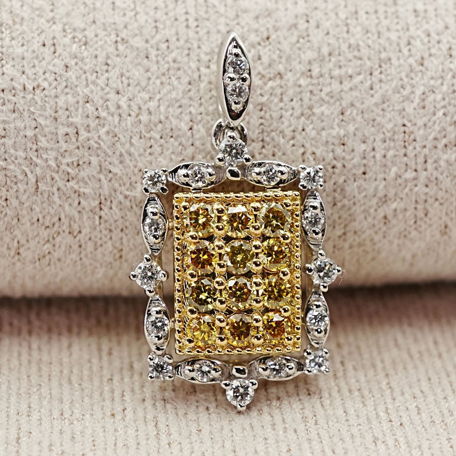 大特価 GSTV Pt950×K18WG イエローダイヤ トップ 25-1642S