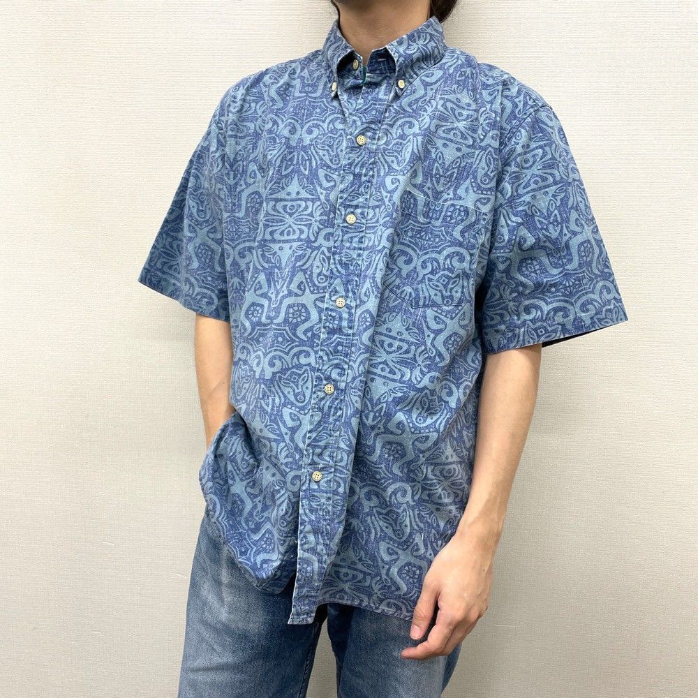 90s レインスプーナー アロハシャツ L相当 半袖 トーテムポール 90's US古着 Reyn Spooner アロハ シャツ 半袖 トーテムポール柄