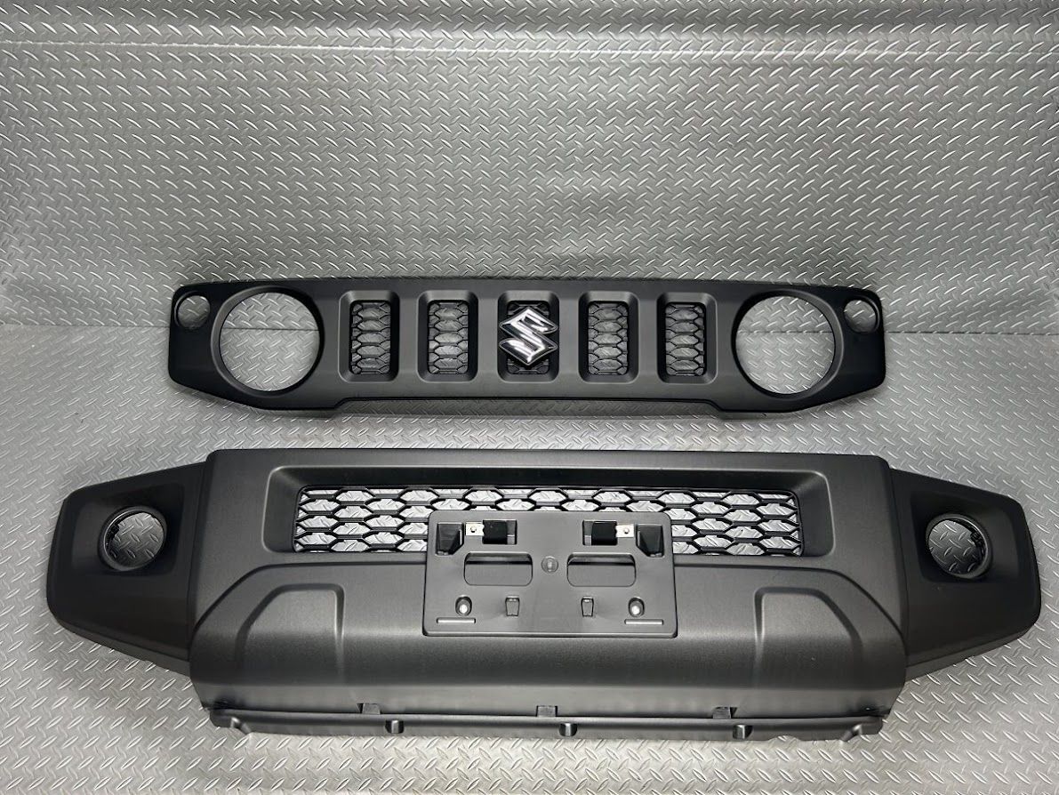 新車外し JB74W ジムニーシエラ 純正 フロントバンパー フロントグリル セット 素地 黒|ブラック 品番71711-78R|72111-78R0 25030156