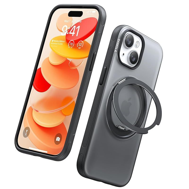 TORRAS iPhone 15 用 ケース【カチカチ・多機能360度回転