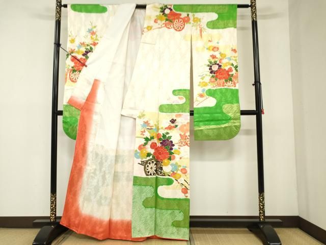 平和屋着物□豪華振袖 駒刺繍 飾花文 金彩 正絹 逸品 BAAU3816hj
