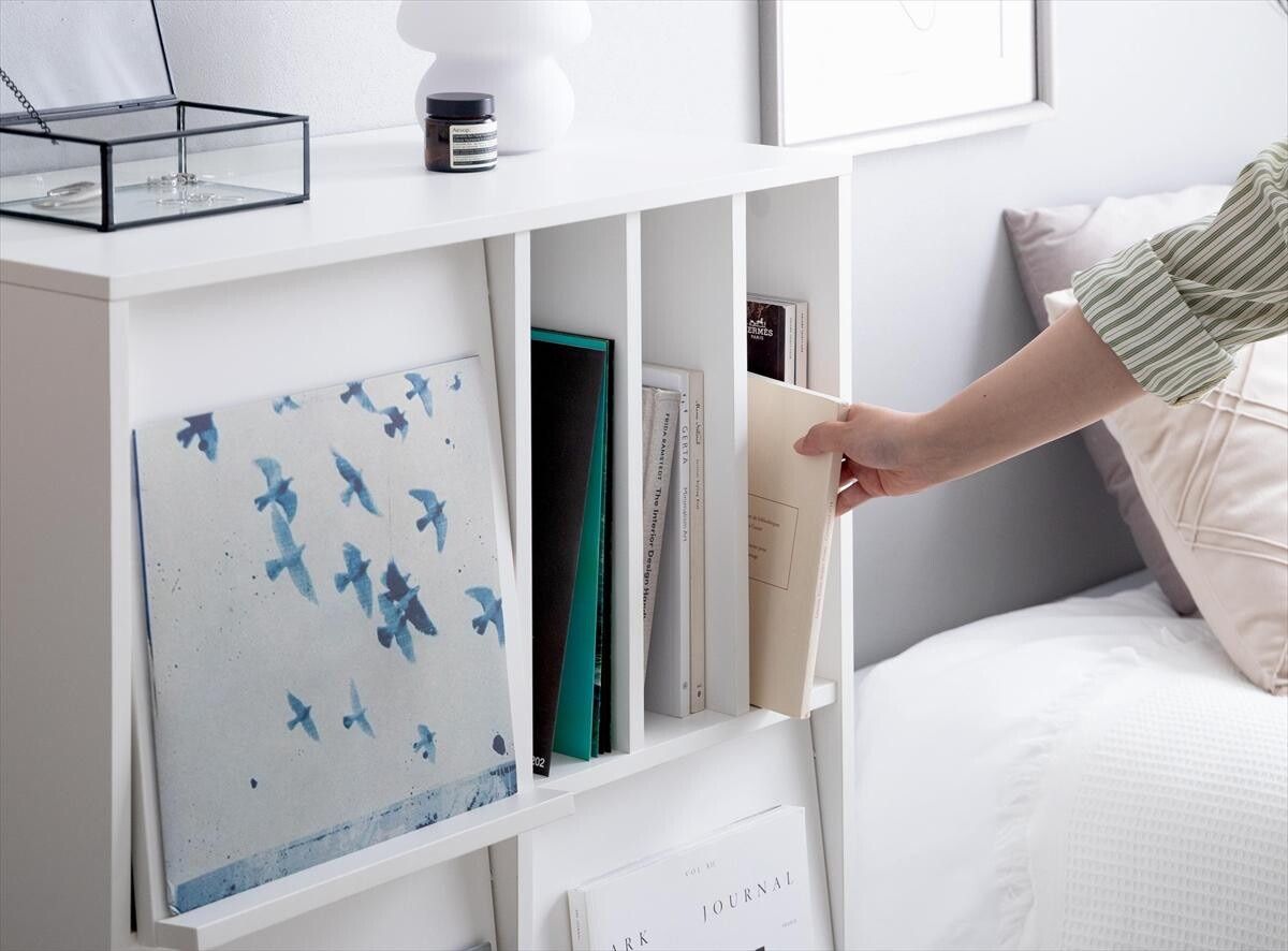 幅72cm フラップ扉 キャスター付き キャビネット リビング 収納 棚 ラック 本棚 MARWIL-DEMENAGEMENTS_CH