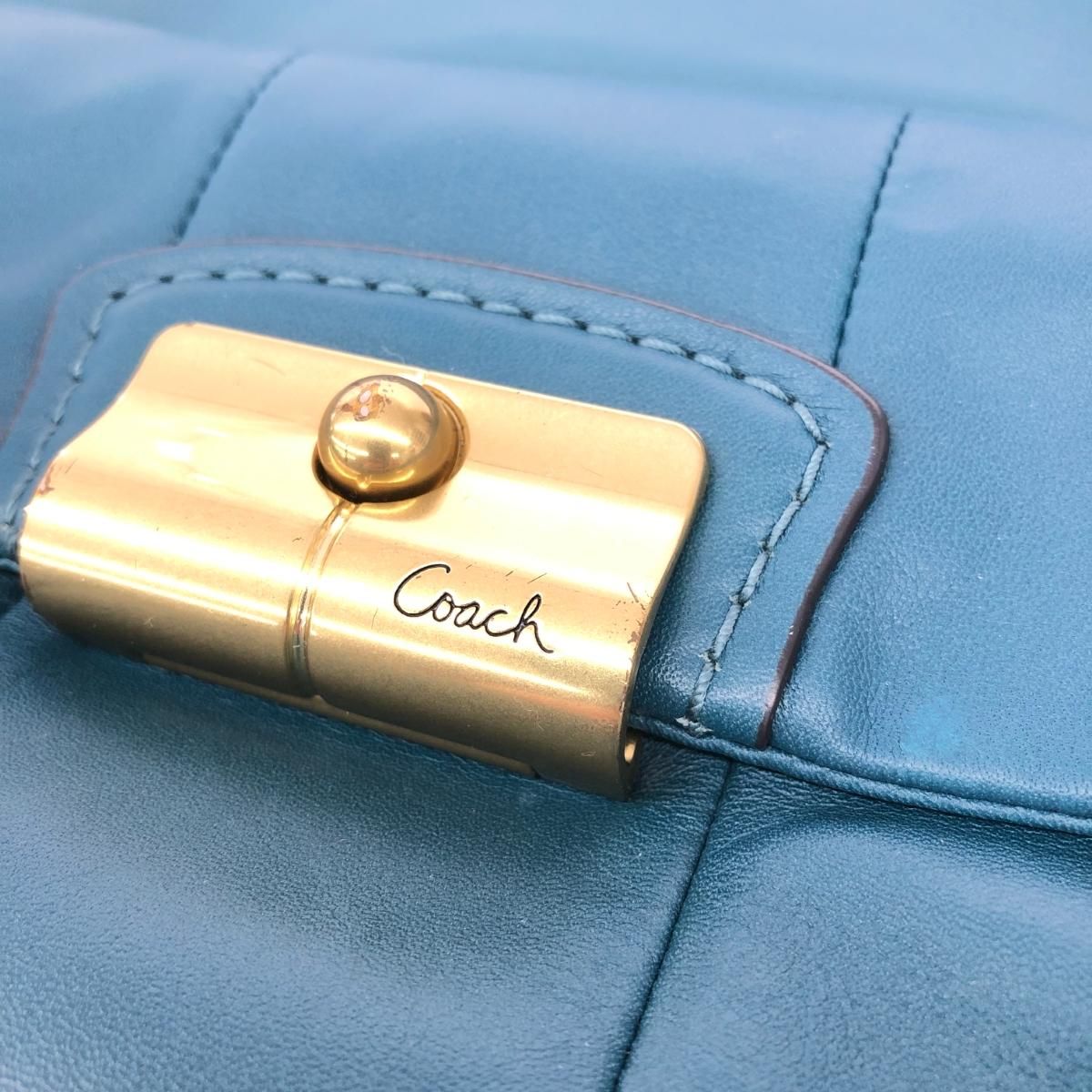 COACH コーチ 2WAYショルダーバッグ レザー/エメラルドブルー 14783
