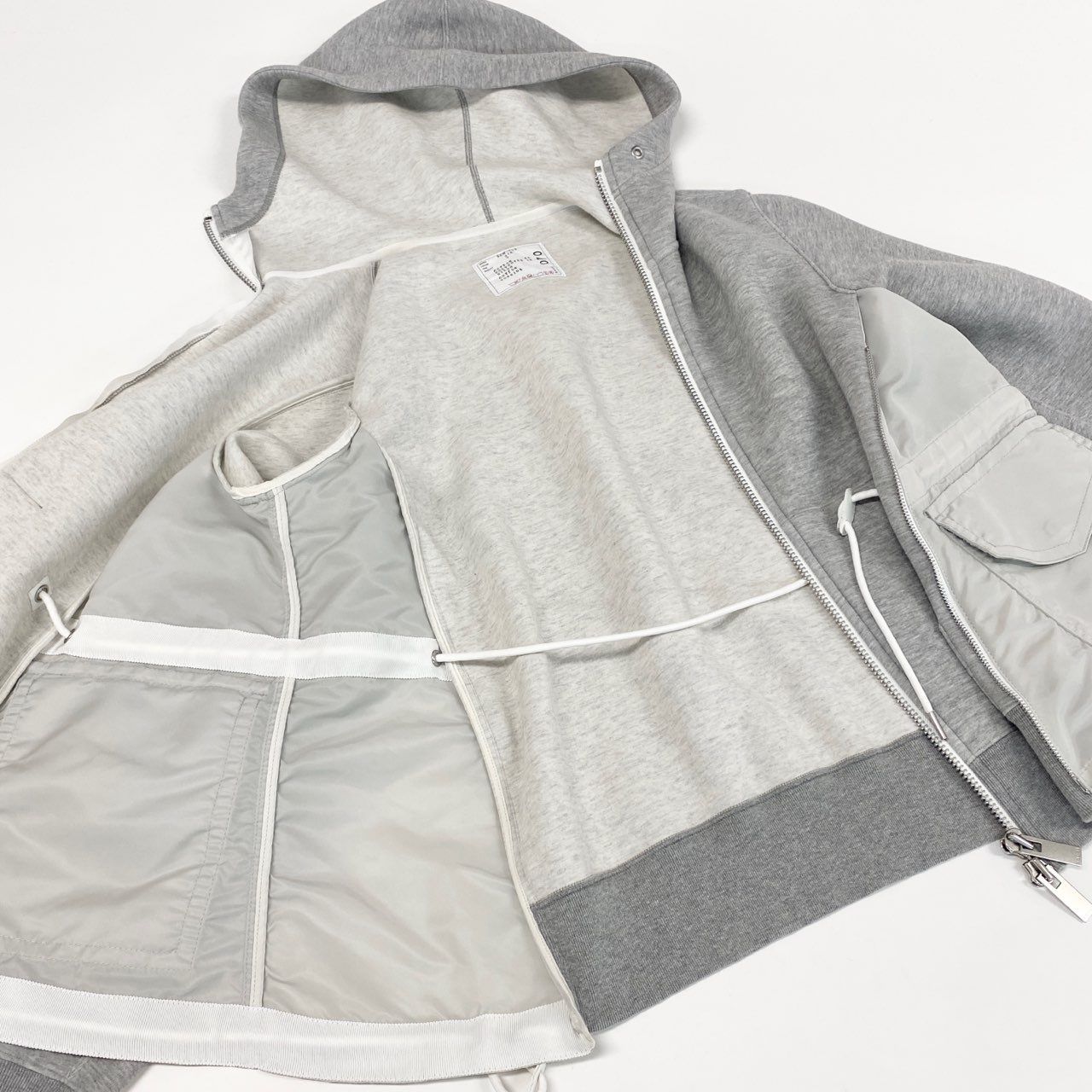 56l18 sacai サカイ Sponge Sweat × MA-1 Zip Up Hoodie ドッキング 