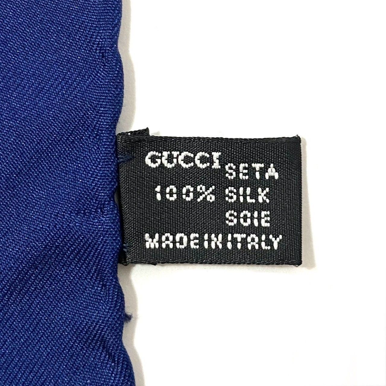 GUCCI】スカーフ SILK/シルク 100% ネイビー ゴールド ホース