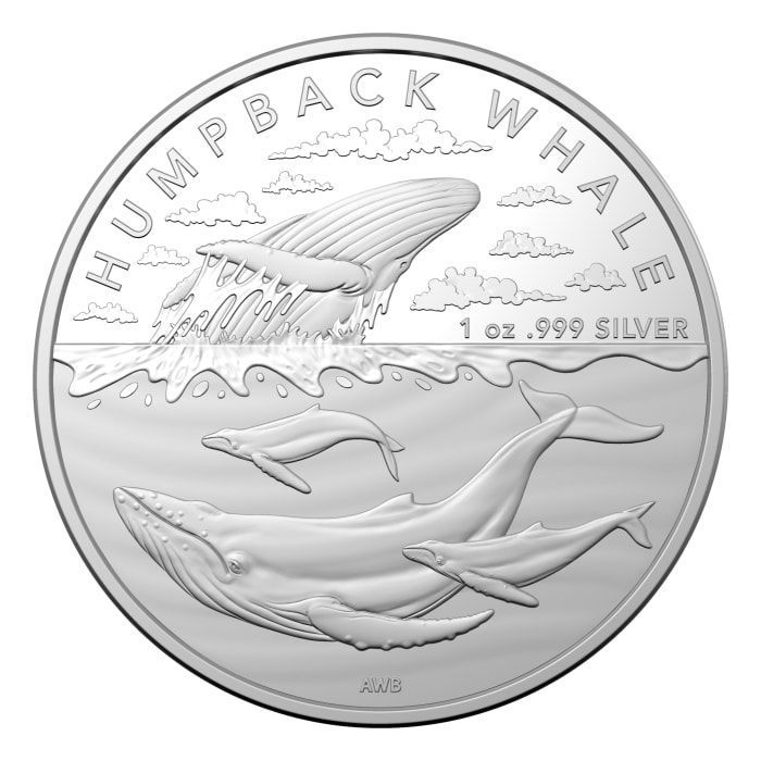 2023 オーストラリア　ザトウクジラ　１オンス銀貨BU カプセル難　側面に白色 保証書・カプセル付き] 2023年 (新品) オーストラリア「ザトウクジラ
