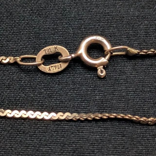 14K ITALY 刻印 1mm イエローゴールド ファイン スネーク チェーン 14K ITALY 刻印 1mm イエローゴールド ファイン スネーク
