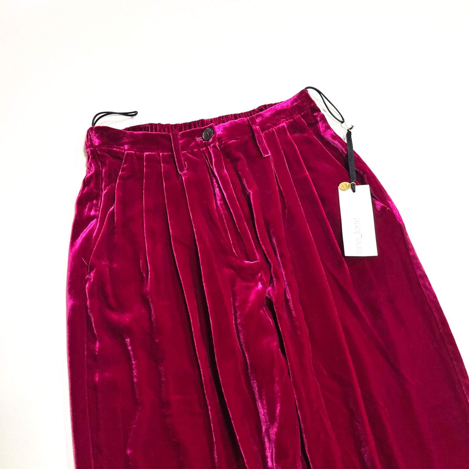 ci120i FORTE_FORTE シルク ベロア パンツ ストレート ウエストゴム フォルテフォルテ 定価75 900円