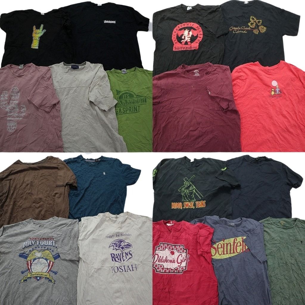 古着卸 まとめ売り カラーmix プリント 半袖Tシャツ 18枚 (メンズ XL ) ラルフローレン ブランドロゴ ワンポイント 無地 イラスト MS2937