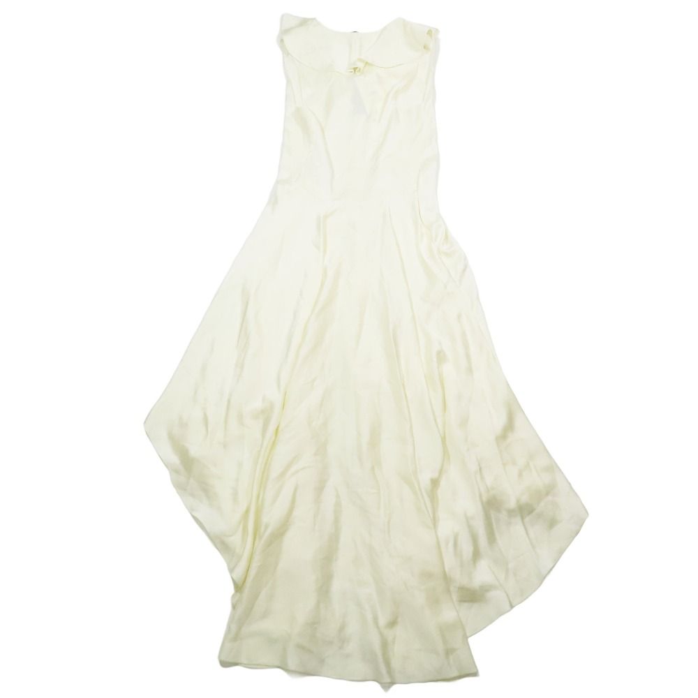 2018年製 FENDI フェンディ サテン アシンメトリー ノースリーブ ドレス ワンピース フ スカート 38 アイボリー ホワイト レディース 古着