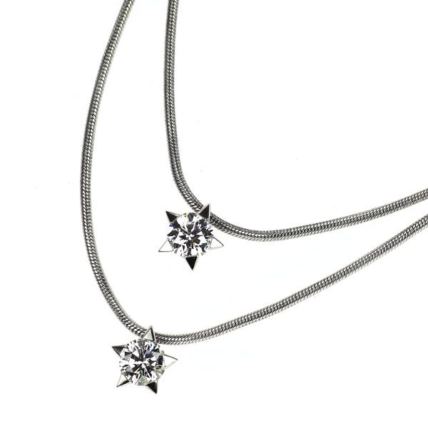 平和堂貿易 Pt ダイヤモンド ペンダントネックレス 0.609ct 2連 スター  