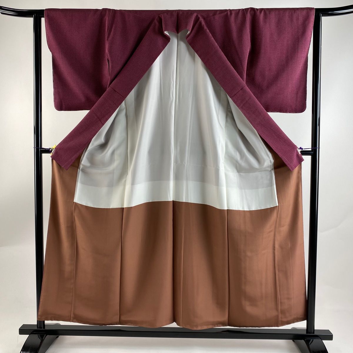 紬 身丈158cm 裄丈62.5cm S 袷 本塩沢絣 やまだ織 証紙 蚊絣 赤紫 正絹  