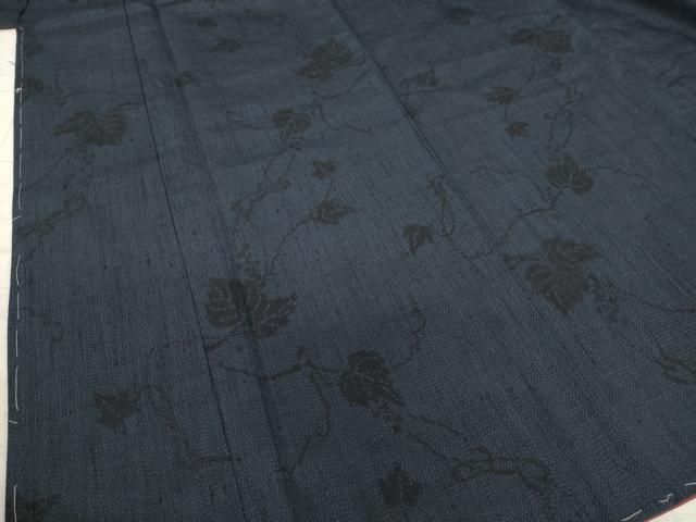 平和屋着物○結城紬 葡萄蔦草文 ロング丈 正絹 逸品 未使用 AAAY7386ck