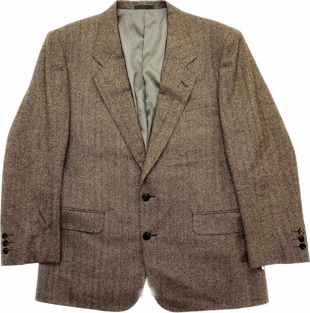 Ermenegildo Zegna  ウール カシミア ツイード 2B テーラードジャケット ブラウン M 紳士 ビジネス エルメネジルド ゼニア 日本製S1760