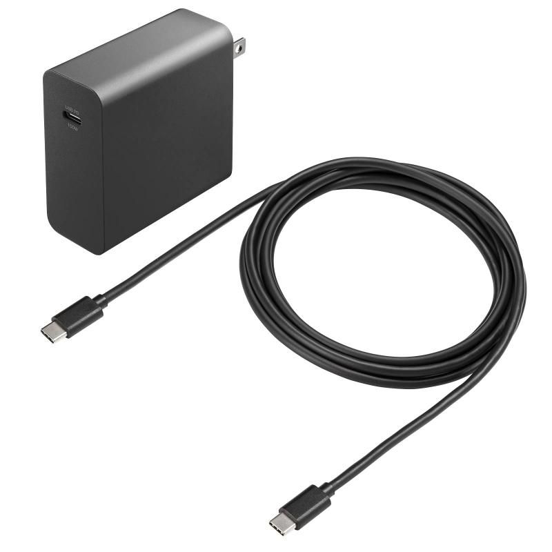 サンワサプライ Sanwa Supply USB PD対応AC充電器 PD100W TypeCケーブル付き ACA-PD93BK