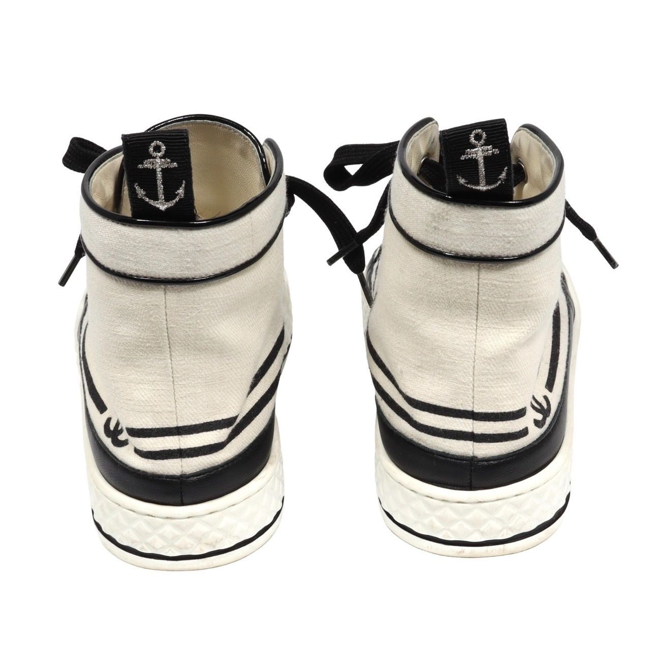 シャネル CHANEL スニーカー 靴 シューズ キャンバス レザー フェイクパール ブラック ホワイト ココマーク パール CHANEL シャネル ココマーク ハイカットスニーカー キャンバス ラバー