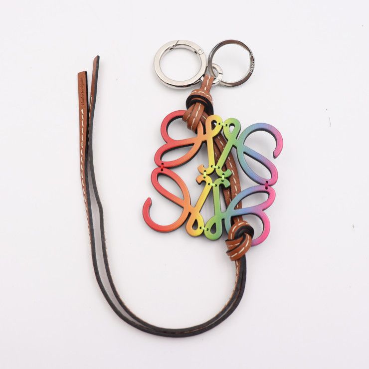 LOEWE ロエベ キーホルダー カーフレザー ブラウン マルチカラー