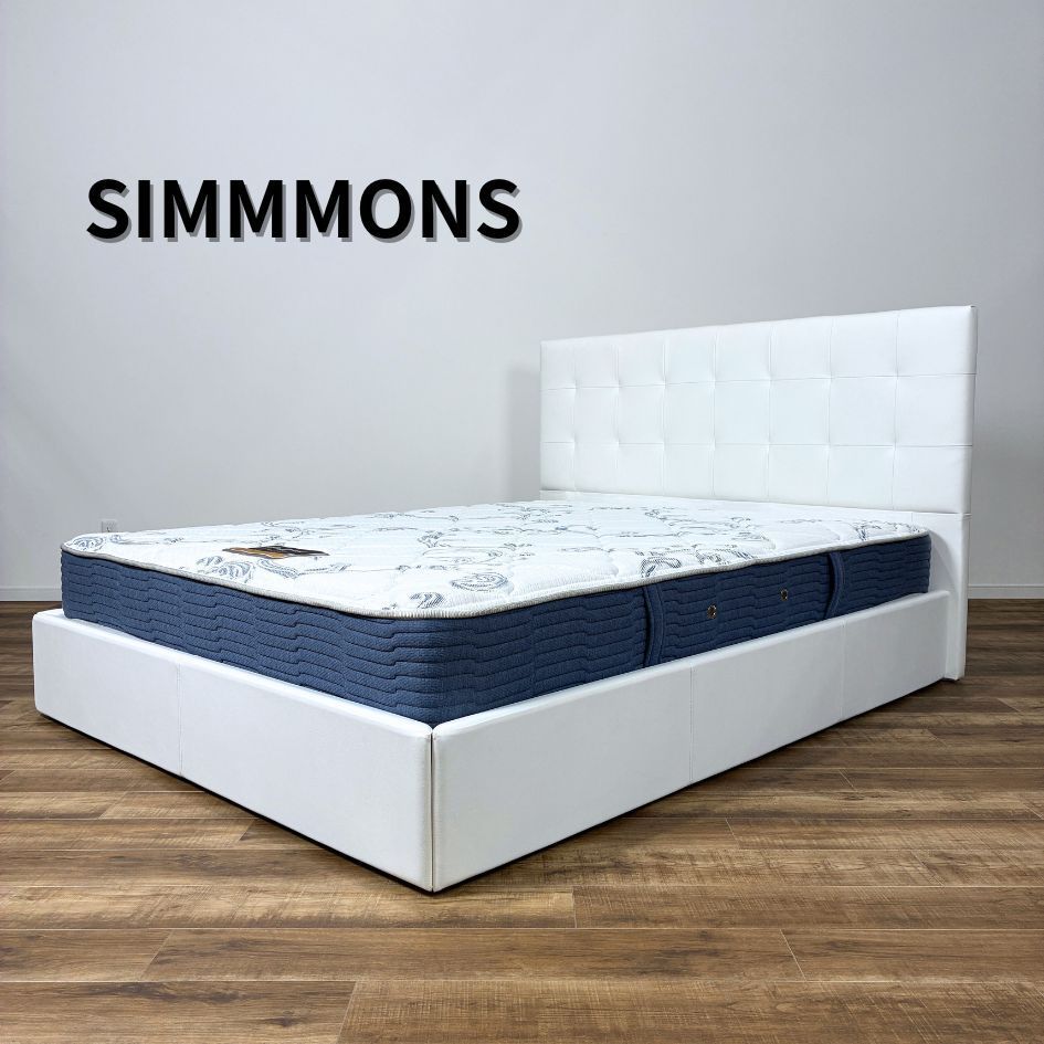 引取 or 23区内 配送 SIMMONS シモンズ モンセラート SC ホワイト クイーンサイズ マットレス付 モデルルーム