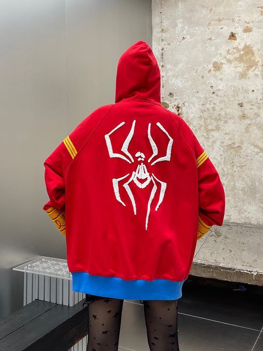 KAKAZZY スパイダーマン パーカー フルジップ レッド S KaKazzy】スパイダーマン レッド フルジップ パーカー 男女着用可 ユニ