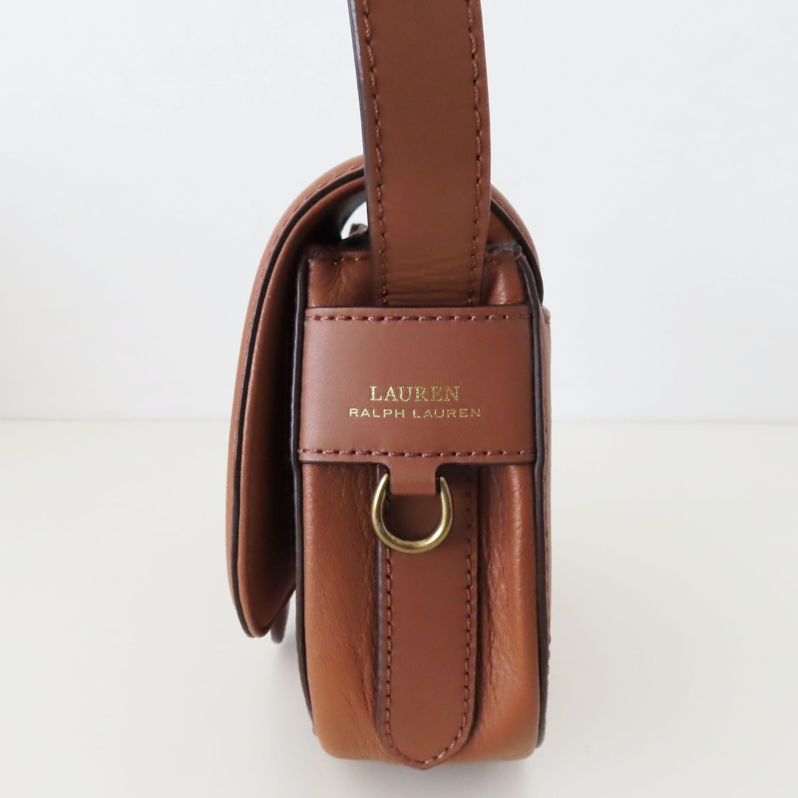 M06 RALPH LAUREN ラルフローレン フラップ レザー ショルダーバッグ チャ