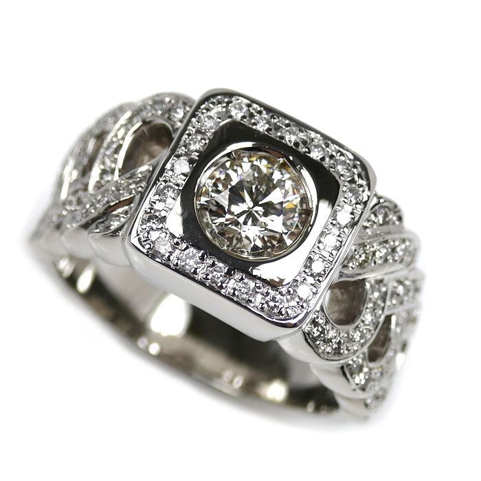 Pt900プラチナ リング 指輪 ダイヤモンド1.024ct|0.74ct 24号 37.6g メンズ