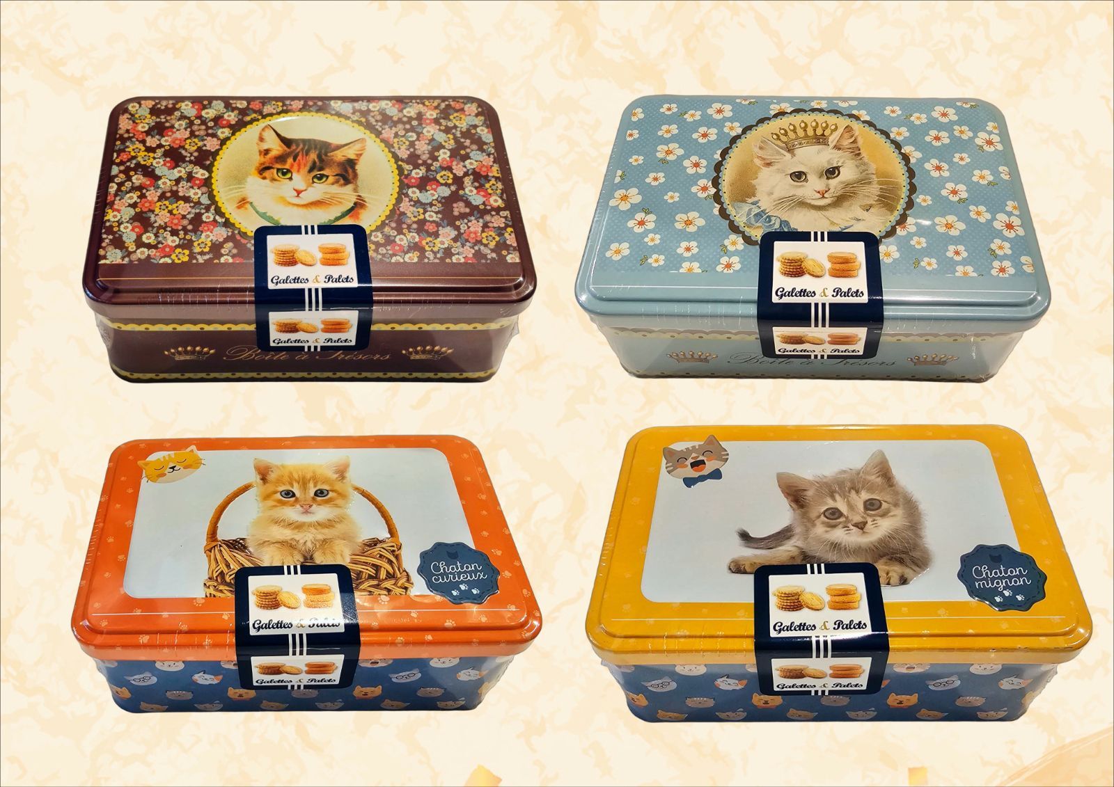 ラトリニテーヌ La Trinitaine バタービスケット缶 おまかせ猫柄缶10缶セット