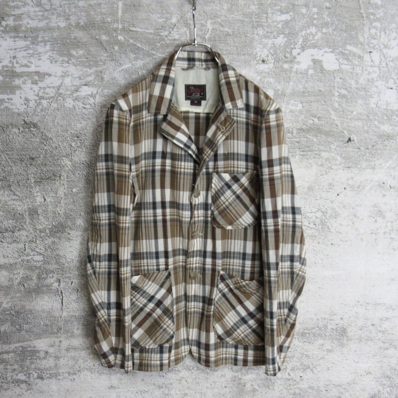 BOTANY 500 GLADIATOR Check Pattern Tailored Jacket, Made in USA, Men's Size M unclear navy blue type Vintage Second Hand