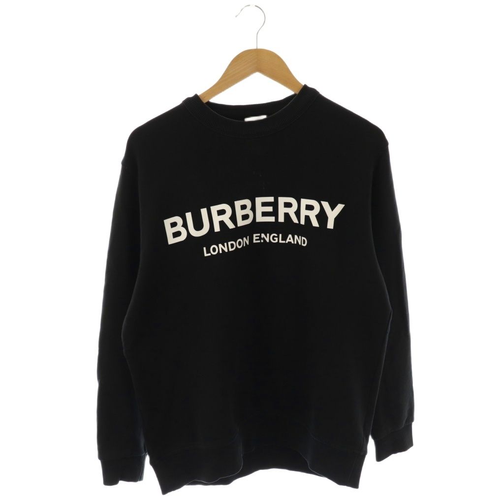 バーバリー BURBERRY ロゴスウェット カットソー 長袖 M ブラック ホワイト 8011357 |DO OS