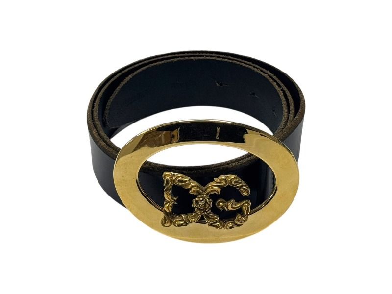 DOLCE-GABBANA ドルチェアンドガッバーナ ベルト D-G ロゴバックル ブラック ゴールド レザー 4b001623