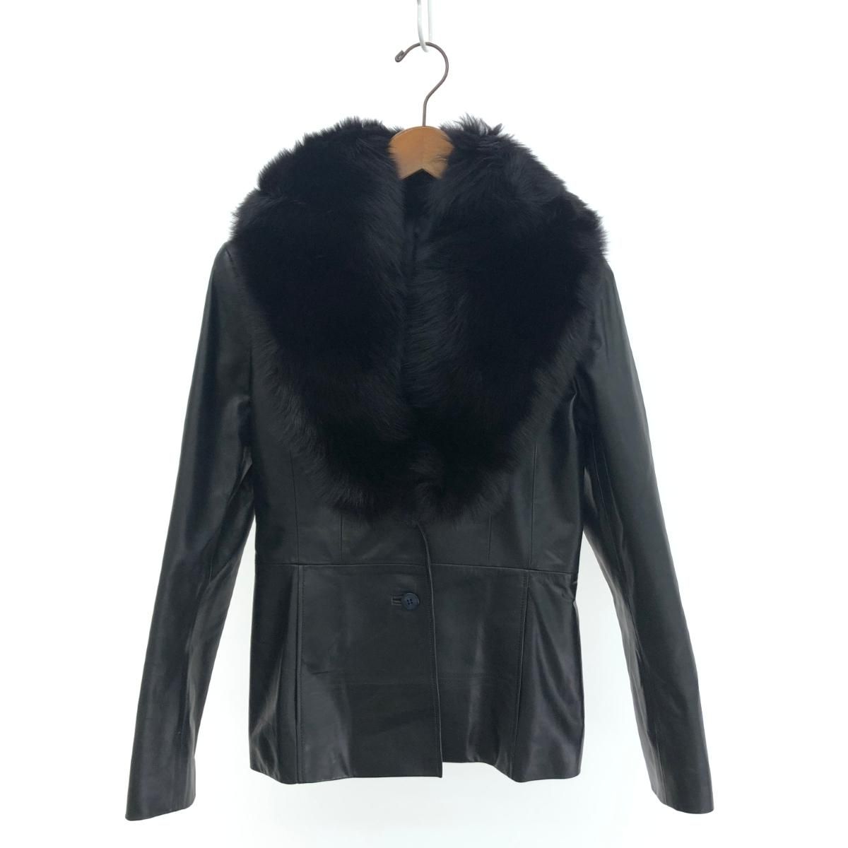 良好 BARNEYS NEWYORK バーニーズニューヨーク 牛革 レザージャケット サイズ M ブラック レディース 243001001009