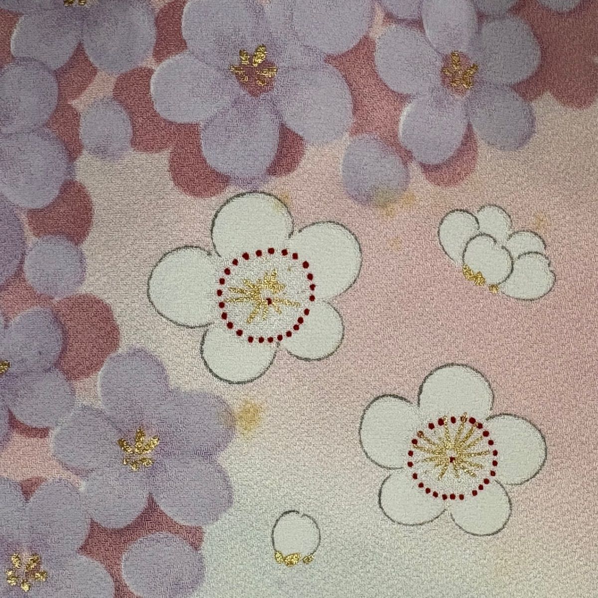 振袖 身丈165.5cm 裄丈63cm S 袷 草花 梅 金糸 金彩 ピンク 正絹 名品  